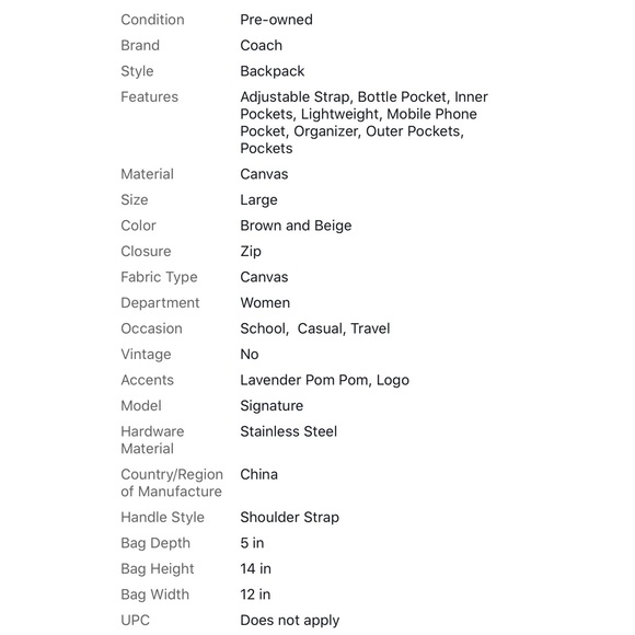 SOLD Coach Signature Brown Beige Canvas Backpack - Picture 13 of 13